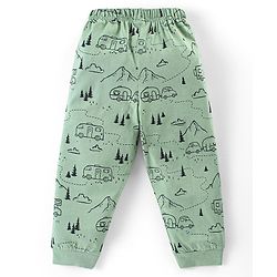 Babyhug Cotton Knit Full Sleeves Night Suit With Outdoor Camping Print - Green