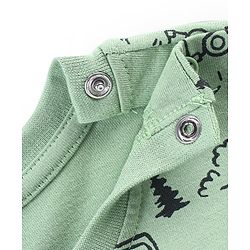 Babyhug Cotton Knit Full Sleeves Night Suit With Outdoor Camping Print - Green