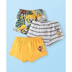 Babyhug Disney Lycra Knit Briefs with The Lion King Graphics Pack Of 3 - Yellow Grey & Olive Green