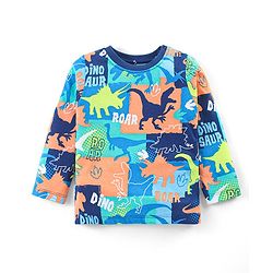 Babyhug Cotton Knit Full Sleeves Night Suit With Dinosaurs Print - Multicolor
