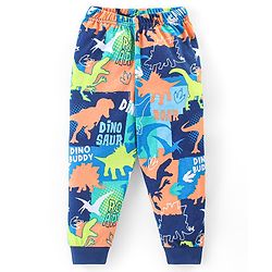 Babyhug Cotton Knit Full Sleeves Night Suit With Dinosaurs Print - Multicolor