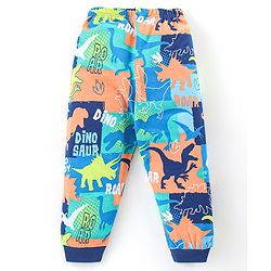 Babyhug Cotton Knit Full Sleeves Night Suit With Dinosaurs Print - Multicolor