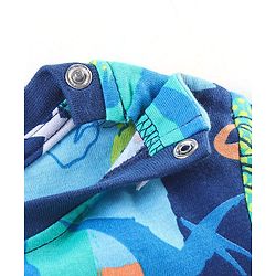 Babyhug Cotton Knit Full Sleeves Night Suit With Dinosaurs Print - Multicolor