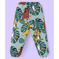 Babyhug Disney Interlock Knit Full Sleeves Striped The Lion King Printed Onesie with Footed Leggings & Cap - White & Grey