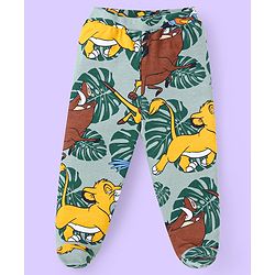 Babyhug Disney Interlock Knit Full Sleeves Striped The Lion King Printed Onesie with Footed Leggings & Cap - White & Grey