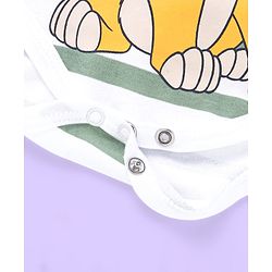 Babyhug Disney Interlock Knit Full Sleeves Striped The Lion King Printed Onesie with Footed Leggings & Cap - White & Grey