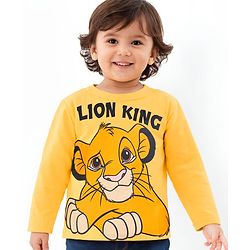 Babyhug Disney Single Jersey Full Sleeves T-Shirt with Lion King Print - Yellow