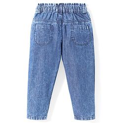 Babyhug Denim Full Length Washed Jeans With Bow Applique - Blue