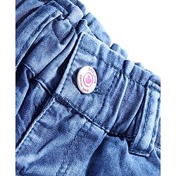 Babyhug Denim Full Length Washed Jeans With Bow Applique - Blue