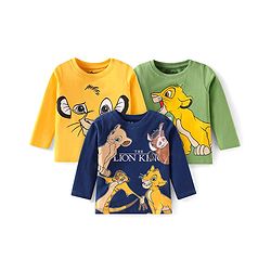 Babyhug Disney Single Jersey Knit Full Sleeves T-Shirts with Lion King Graphics Pack of 3 - Green Yellow & Blue