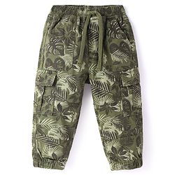 Babyhug Cotton Woven Full Length Trouser With Camouflage Print - Olive Green