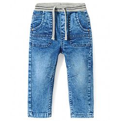 Babyhug Denim Washed Full Length Jeans with Stretch - Blue