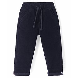 Babyhug Cotton Lycra Woven Full Length Corduroy Pants - Black