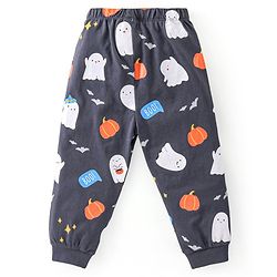Babyhug Cotton Knit Full Sleeve Night Suit with Halloween Theme Print - Navy Blue