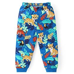 Babyhug Cotton Knit Full Sleeve Night Suit with Animals Print - Blue
