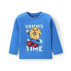 Babyhug Cotton Knit Full Sleeves Night Suit Skaters Print - Blue