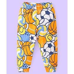 Babyhug Cotton Knit Full Sleeves Night Suit With Basketball Print - Blue