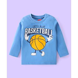 Babyhug Cotton Knit Full Sleeves Night Suit With Basketball Print - Blue