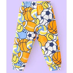 Babyhug Cotton Knit Full Sleeves Night Suit With Basketball Print - Blue