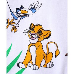 Babyhug Disney Cotton Knitted Full Sleeves Romper With Lion King Graphics - White