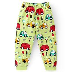 Babyhug Cotton Knit Full Sleeves Crocodile & Bear Printed Night Suit - Light Green