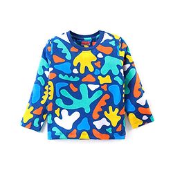Babyhug Cotton Knit Full Sleeves Printed Night Suit - Navy