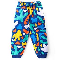 Babyhug Cotton Knit Full Sleeves Printed Night Suit - Navy