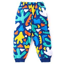 Babyhug Cotton Knit Full Sleeves Printed Night Suit - Navy