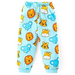 Babyhug Cotton Knit Full Sleeves Night Suit With Animals Print - Light Blue