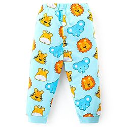 Babyhug Cotton Knit Full Sleeves Night Suit With Animals Print - Light Blue