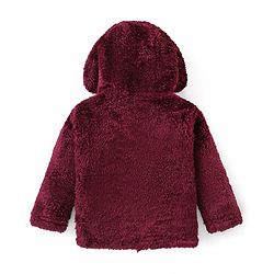 Babyhug Woven Full Sleeves Hooded Winter Jacket with Teddy Embroidery - Sky Blue