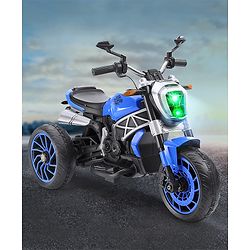 Babyhug Super Harley Kids Three Wheel Battery Operated Ride on Bike With Music & Lights - Blue| With Music & Lights| Pre-loaded Music with USB & AUX| Easy to Assemble| Comfortable Seat| Easy to Operate| Rechargeable Battery