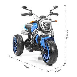 Babyhug Super Harley Kids Three Wheel Battery Operated Ride on Bike With Music & Lights - Blue| With Music & Lights| Pre-loaded Music with USB & AUX| Easy to Assemble| Comfortable Seat| Easy to Operate| Rechargeable Battery