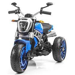 Babyhug Super Harley Kids Three Wheel Battery Operated Ride on Bike With Music & Lights - Blue| With Music & Lights| Pre-loaded Music with USB & AUX| Easy to Assemble| Comfortable Seat| Easy to Operate| Rechargeable Battery