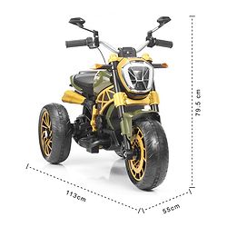 Babyhug Super Harley Kids Three Wheel Battery Operated Ride on Bike With Music & Lights - Golden
