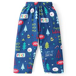 Babyhug Cotton Knit Full Sleeves Night Suit With Christmas Theme Print - Navy