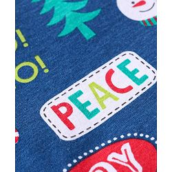 Babyhug Cotton Knit Full Sleeves Night Suit With Christmas Theme Print - Navy