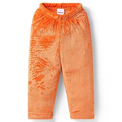 Babyhug Fur Woven Full Sleeves Winter Wear Suit With Bear Design - Orange