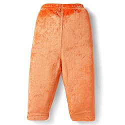 Babyhug Fur Woven Full Sleeves Winter Wear Suit With Bear Design - Orange