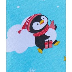 Babyhug Cotton Knit Full Sleeves Penguin Printed Night Suit - Light Blue