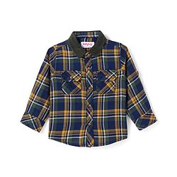 Babyhug Cotton Woven Full Sleeves Checkered Shirt - Navy Blue