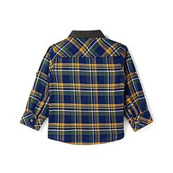 Babyhug Cotton Woven Full Sleeves Checkered Shirt - Navy Blue