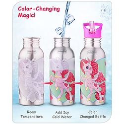 Babyhug Unicorn Theme Stainless Steel Color Changing Magic Bottle Pink |Leak Resistant|BPA Free|Rust Proof|600 ml