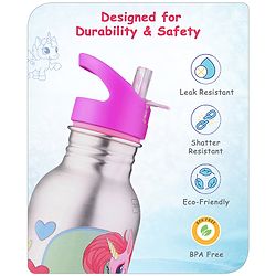 Babyhug Unicorn Theme Stainless Steel Color Changing Magic Bottle Pink |Leak Resistant|BPA Free|Rust Proof|600 ml