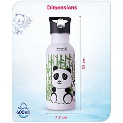 Babyhug Panda Theme Stainless Steel Color Changing Magic Bottle White|Leak Resistant|BPA Free|Rust Proof|600 ml