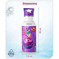Babyhug Panda Theme Stainless Steel Color Changing Magic Bottle White|Leak Resistant|BPA Free|Rust Proof|600 ml