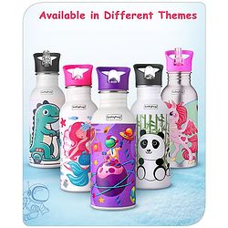 Babyhug Panda Theme Stainless Steel Color Changing Magic Bottle White|Leak Resistant|BPA Free|Rust Proof|600 ml