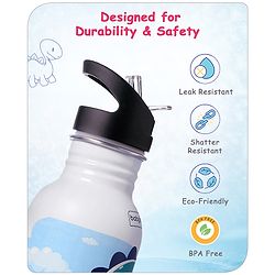 Babyhug Panda Theme Stainless Steel Color Changing Magic Bottle White|Leak Resistant|BPA Free|Rust Proof|600 ml