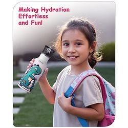 Babyhug Panda Theme Stainless Steel Color Changing Magic Bottle White|Leak Resistant|BPA Free|Rust Proof|600 ml