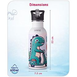 Babyhug Panda Theme Stainless Steel Color Changing Magic Bottle White|Leak Resistant|BPA Free|Rust Proof|600 ml